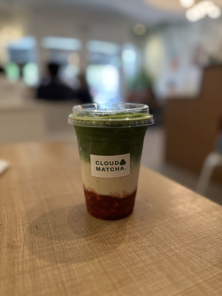 Iced strawberry matcha at Cloud Matcha